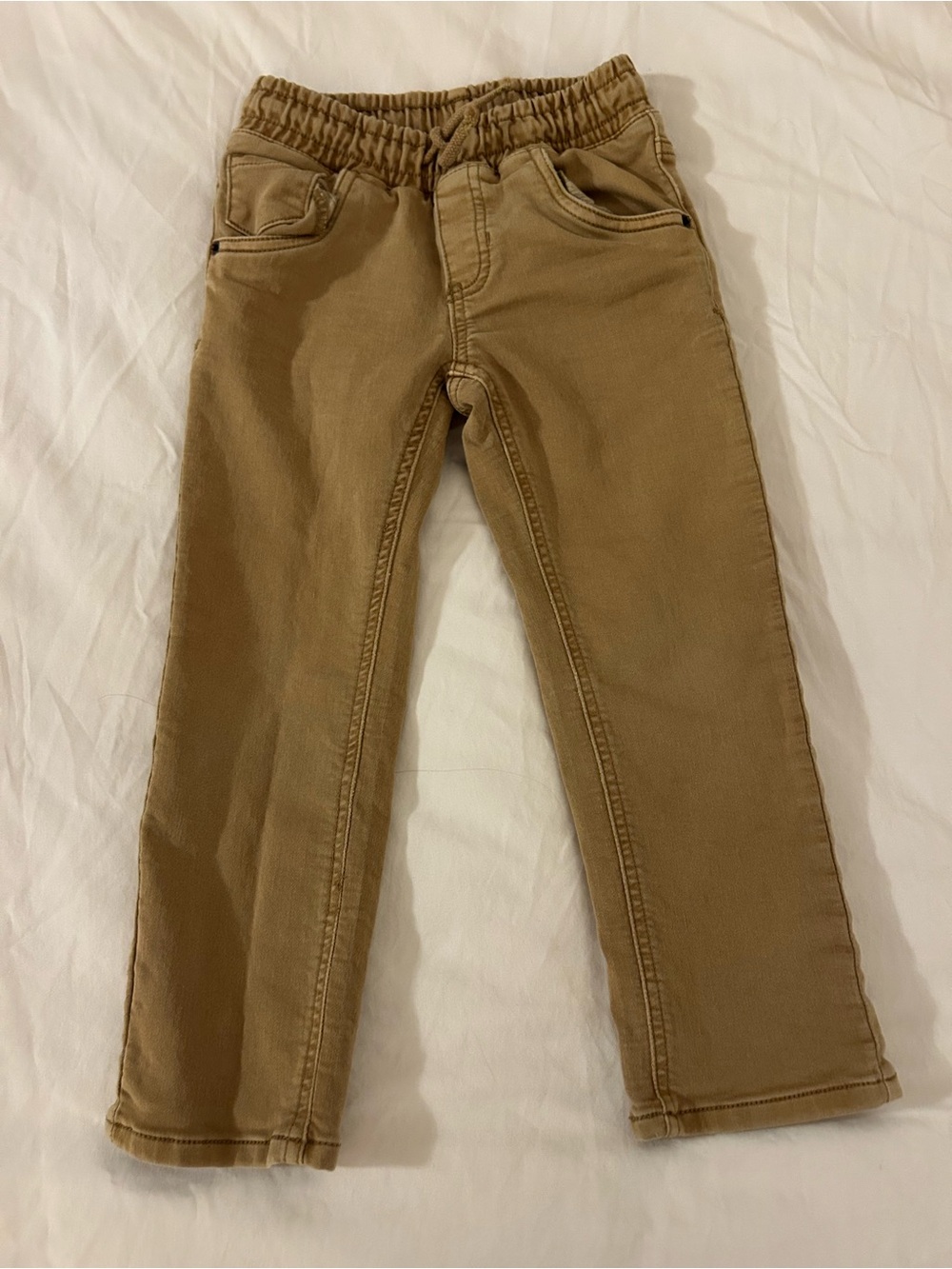 Kids Elastic Waist Tan Pants